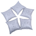 Indigenous Handicrafts Silver Linen Embroidered Cushion Cover Set Of 5 Piece (41X41 Cm)
