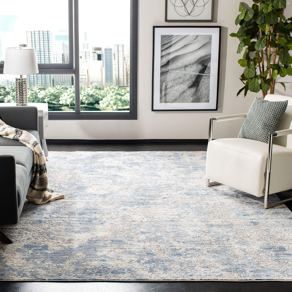 SAFAVIEH Amelia Collection Area Rug - 9' Square, Grey & Blue, Modern Abstract Design, Non-Shedding & Easy Care, Ideal for High T