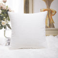 Home Brilliant Decor Striped Corduroy Velvet Cushion Cover For Baby Supersoft Decorative Pillowcase, Creamy White, 18X18 Inches(