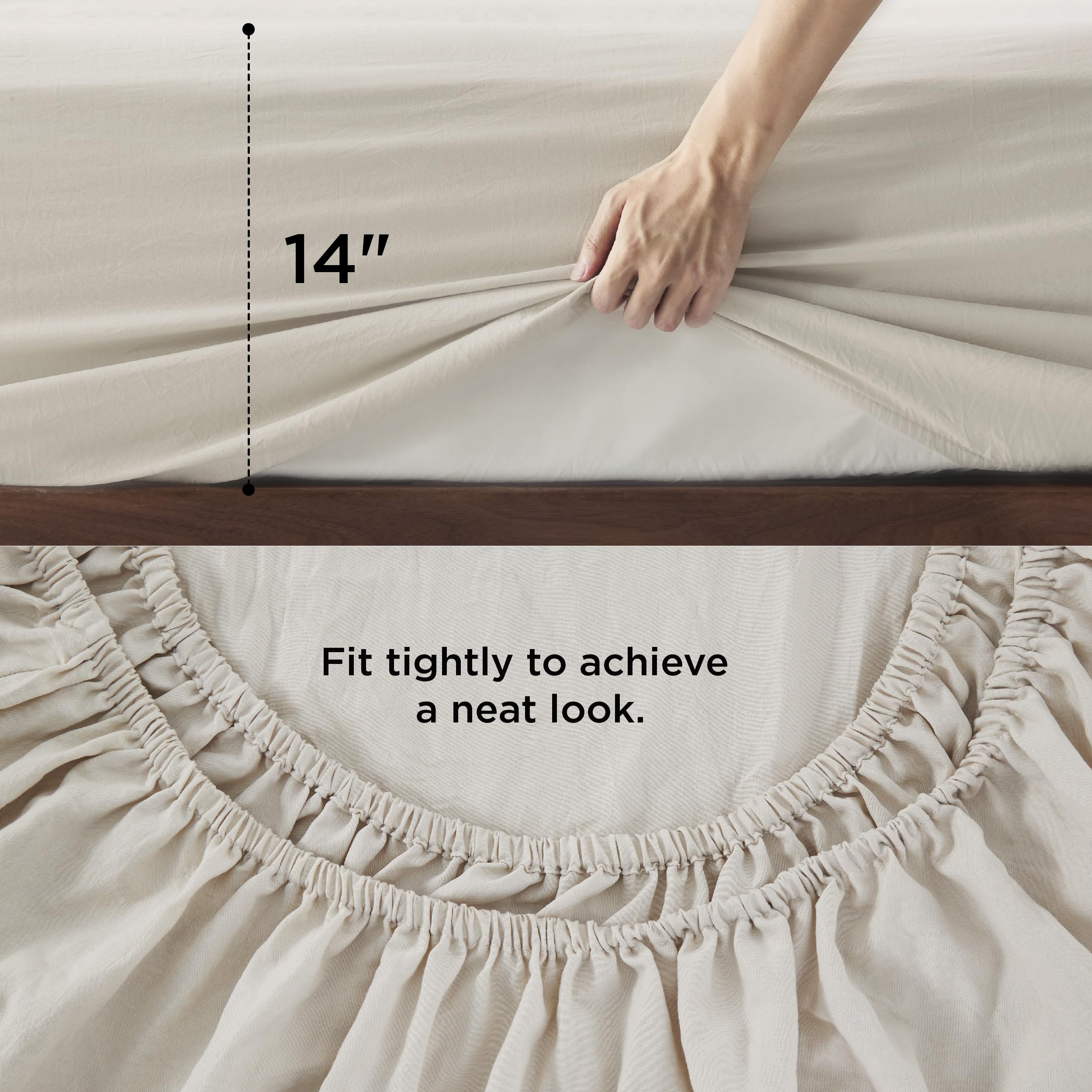 Bedsure Full Comforter Set With Sheet - 4 Pieces Soft Beige Bedding Sets, Grid Pinch Pleat, All Season Lightweight Fluffy Bed Set With Solid Boho Comforter, Pillowcases & Sheet