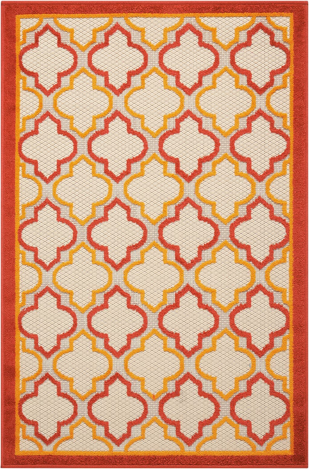 HomeRoots 100% Polypropylene 3â?? x 4â?? Red Trellis Indoor Outdoor Area Rug