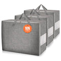 Karceyworth 3 Pack 105L Comforter Storage Bags, Extra Large Bedding Storage Bags with Sturdy Zipper and Reinforced Handle, Clear