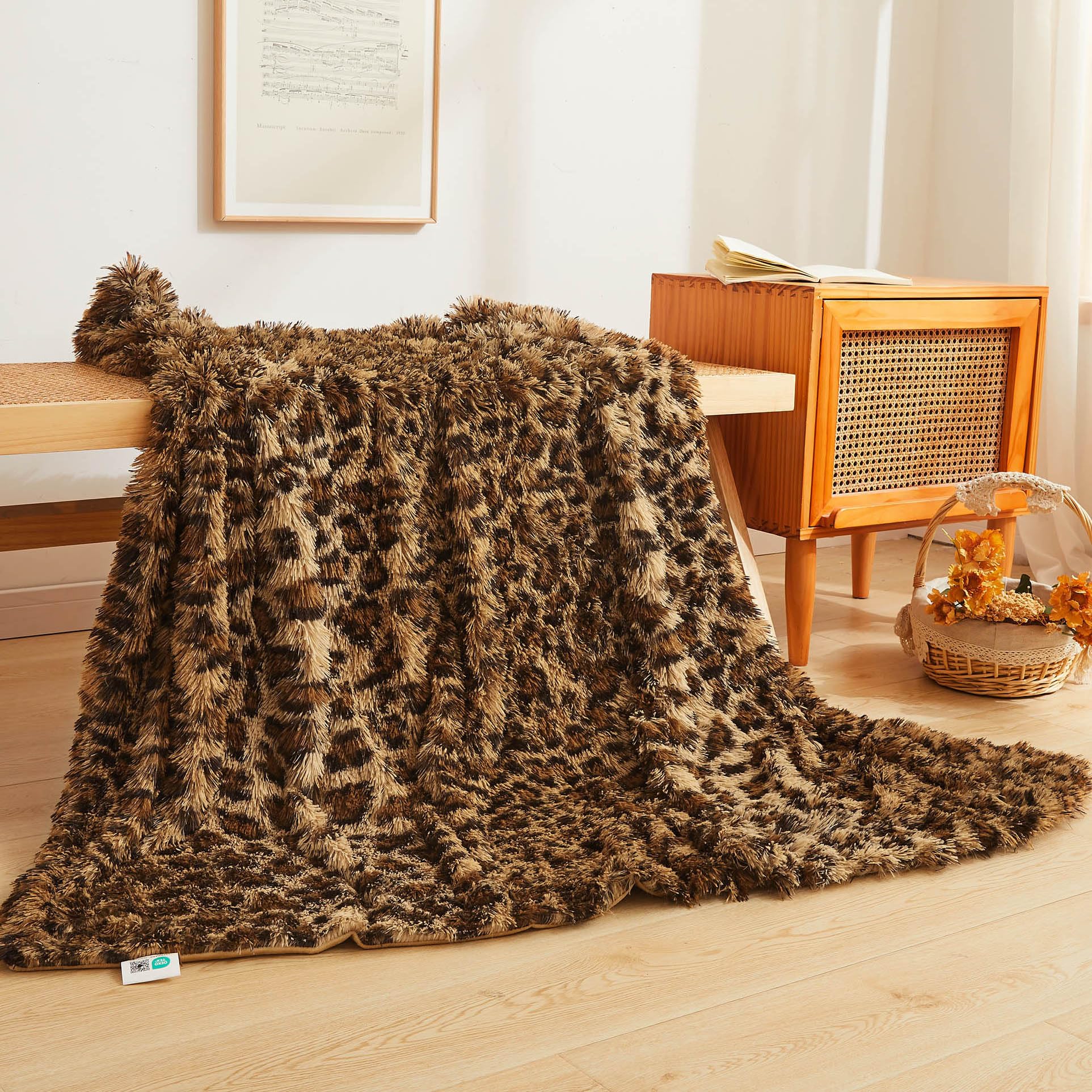 Xege Luxury Faux Fur Leopard Print Throw Blanket, Soft 50X60 Cheetah Print Fluffy Blanket Throw, Shaggy Plush Decorative Couch B