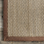 Nuloom 4X6 Elijah Seagrass Area Rug, Brown, Solid Farmhouse Style, Cotton Bordered, Basketweave, Natural Fiber, For Bedroom, Din