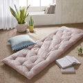 Intelligent Design Edelia Foldable Poly Chenille Light Weight Lounge Floor Pillow Cushion Tufted Seat For Meditation, Game Playing, Yoga, Reading With Travel Wrap, 27'W X 74'L, Blush