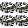 Sadnyy 4 Pcs Christmas Wreath Storage Bag 24 Inch Large Wreath Storage Container Buffalo Plaid Garland Container Waterproof Wrea