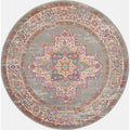 Nourison Passion Grey 8' x Round Area -Rug, Boho, Traditional, Easy -Cleaning, Non Shedding, Bed Room, Living Room, Hallway, (8'