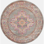 Nourison Passion Grey 8' x Round Area -Rug, Boho, Traditional, Easy -Cleaning, Non Shedding, Bed Room, Living Room, Hallway, (8'