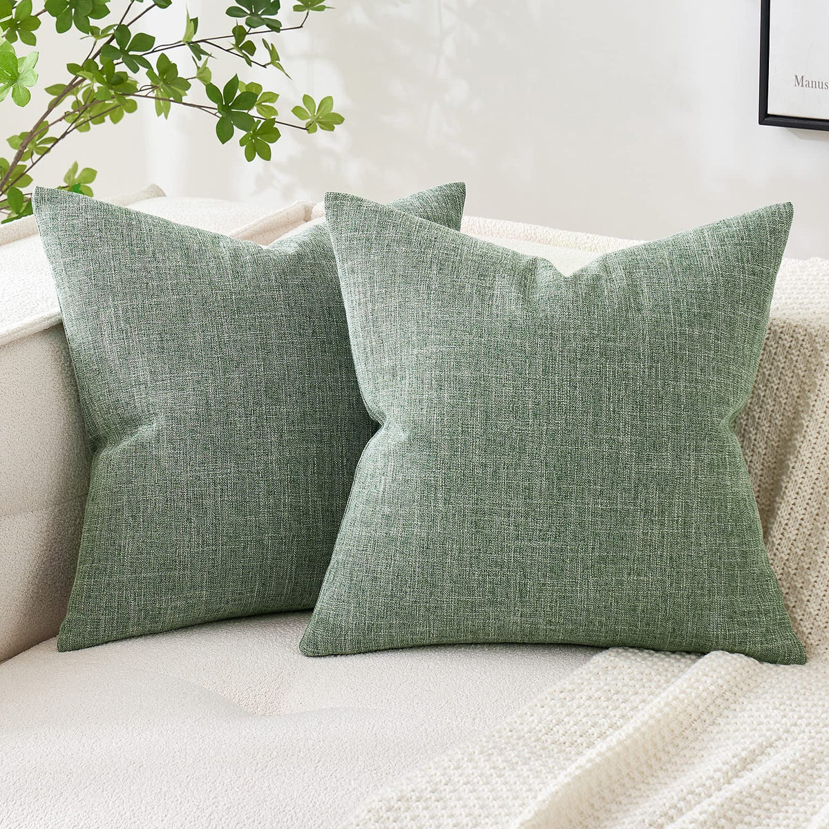 Miulee Pack Of 2 Decorative Linen Burlap Pillow Covers Farmhouse Boho Accent Pillowcases For Sofa Car Couch Bedroom Living Room