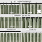 Joywell Linen Pinch Pleated Curtains 84 Inches Long,Back Tab Window Drapes With Hooks Lightweight For Bedroom Living Room Patio Sliding Glass Door Privacy,W50 X L84,Sage Green,2 Panels Set