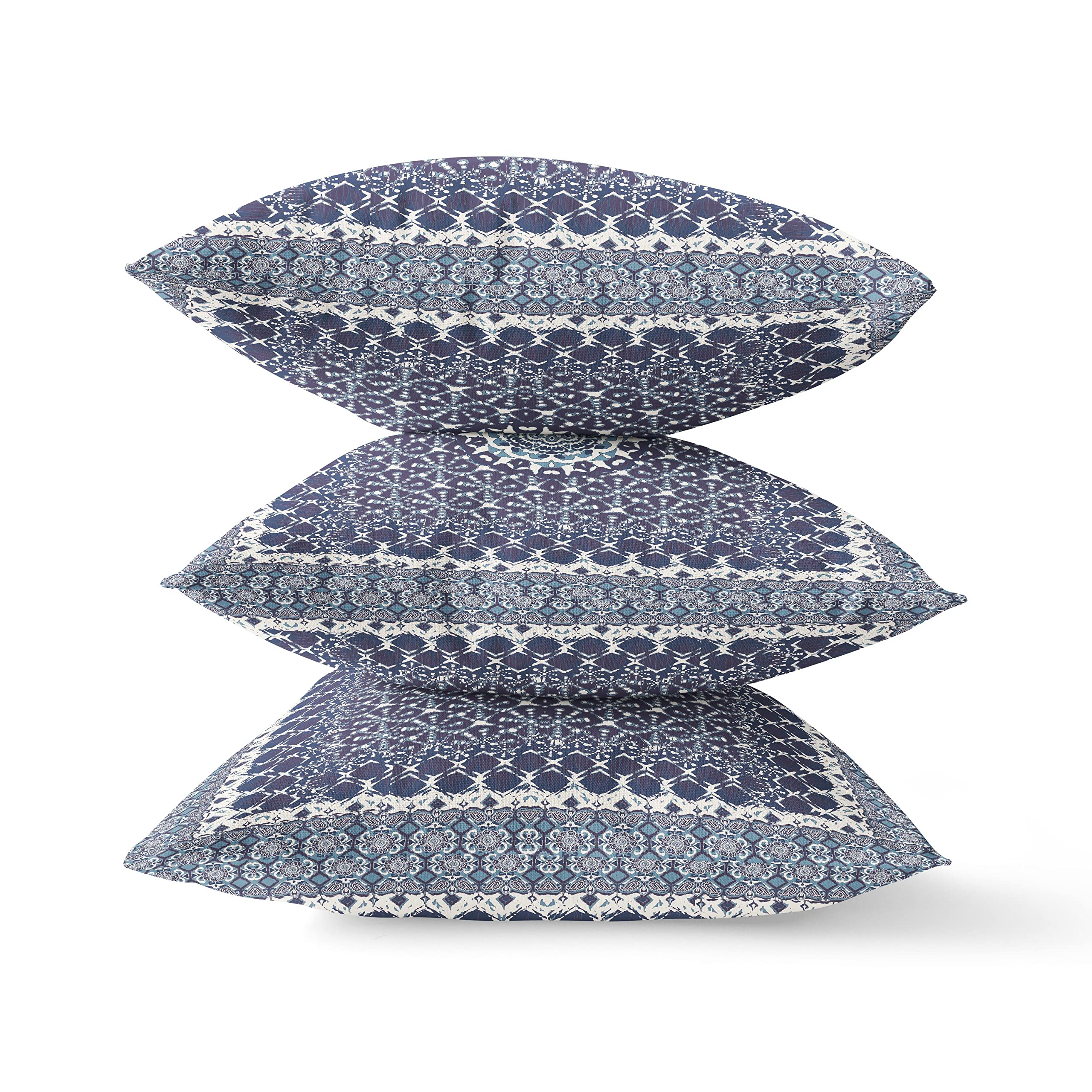 HomeRoots Indigo Light Blue Broadcloth 28â€ Slate Blue Holy Floral Indoor Outdoor Throw Pillow