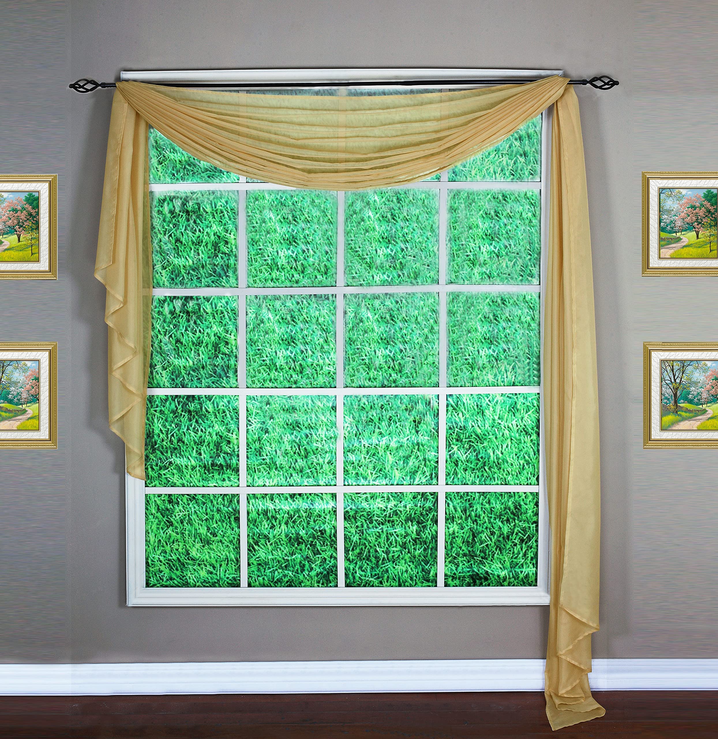 Today'S Curtain Emelia Original Voile Scarf 216', Gold, 45' W X 216' L