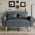 Vongrasig 47 Small Modern Loveseat Sofa, Mid Century Linen Fabric 2-Seat Couch Tufted Love Seat with Back Cushions and Tapered W