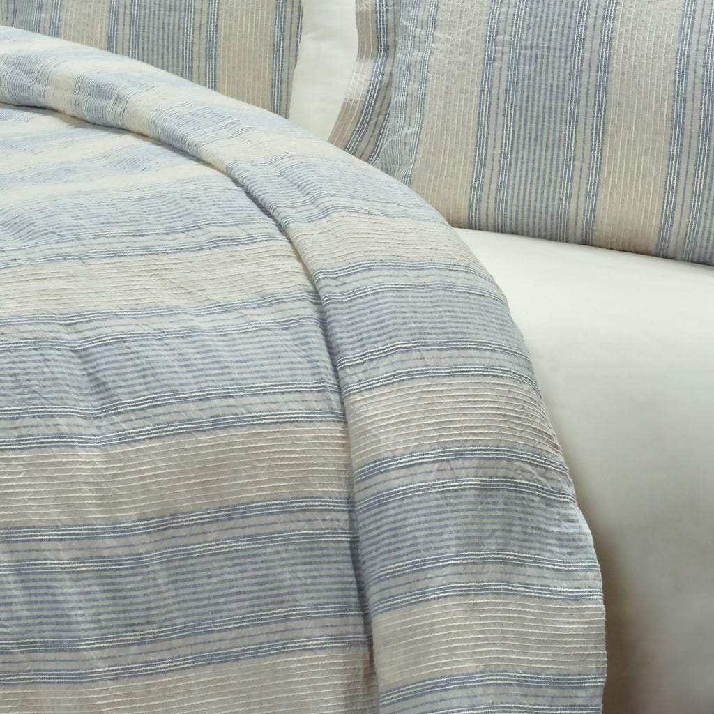 Rizzy Home | BT4009 | Standard Sham | 20"x26" Blue/Neutral/Yellow Stripe