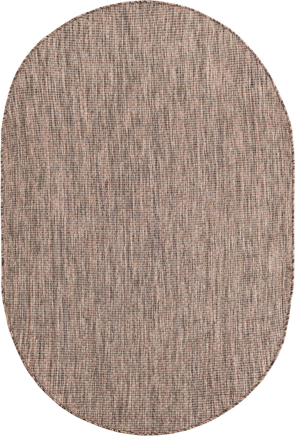 Unique Loom Outdoor Solid Collection Area Rug (4' 1'' X 6' 1'' Oval Light Brown/Ivory)