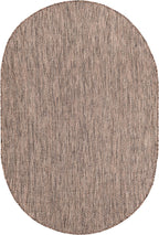 Unique Loom Outdoor Solid Collection Area Rug (4' 1'' X 6' 1'' Oval Light Brown/Ivory)