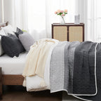 Andency Black White Striped Oversized King Quilt Set, 3 Pieces (1 Quilt And 2 Pillowcases) Patchwork Bedspread Coverlet Set, Soft Lightweight Quilted Bedding Set(128X120Inch