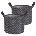 DII Collapsible Waterproof Chevron Laundry Bins, Small Round, Black/White, 2 Piece
