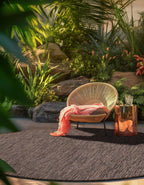 Unique Loom Outdoor Solid Collection Area Rug (5' 3'' Round Light Brown/Ivory)