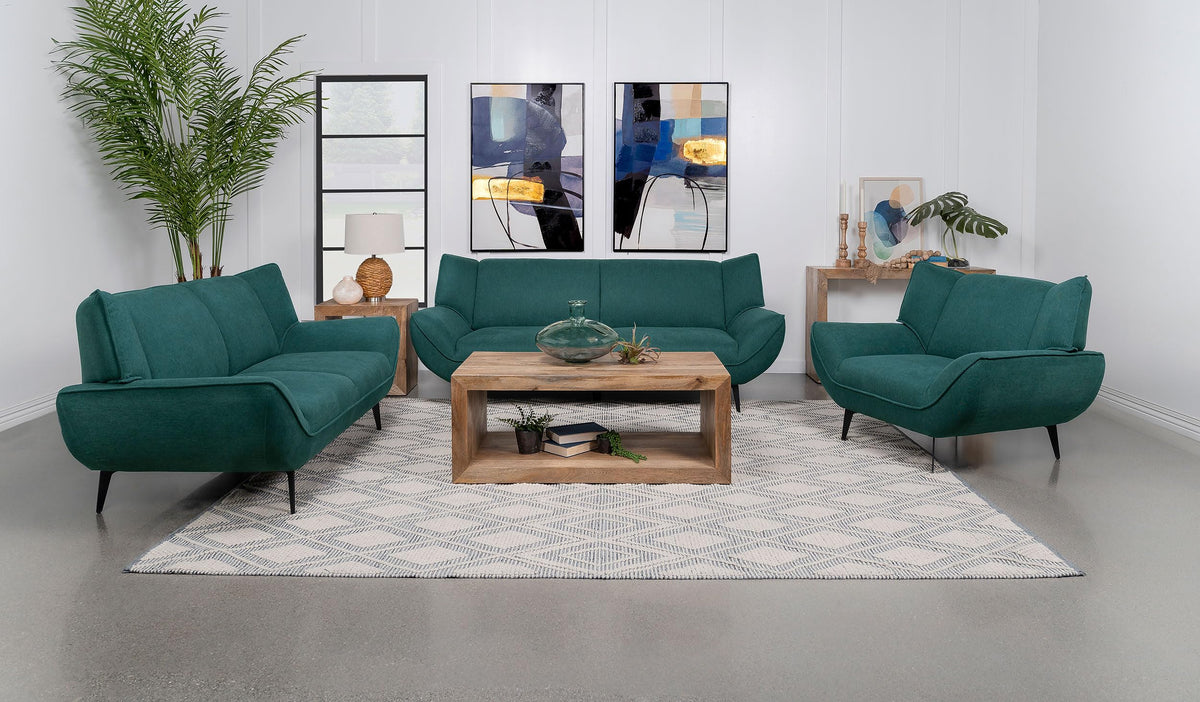 Coaster Acton 3-Piece Sofa Set, Teal Blue