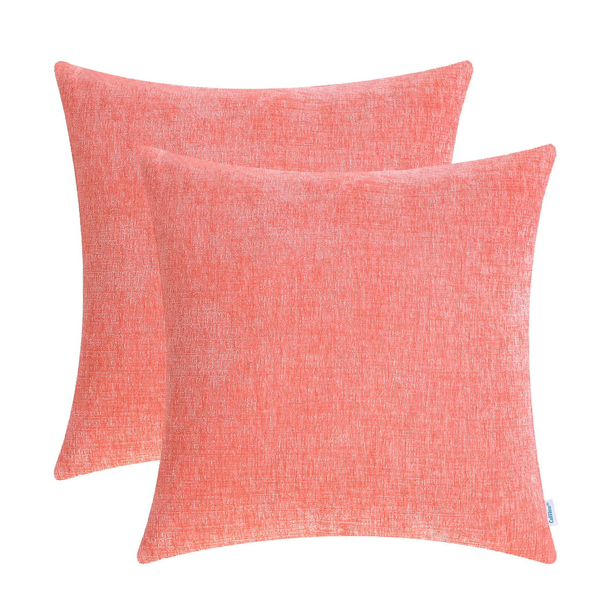 Calitime Cozy Throw Pillow Covers Cases For Couch Sofa Home Decoration Solid Dyed Soft Chenille 18 X 18 Inch Pack Of 2 Living Co