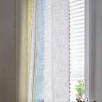 Sutuo Home Boho Curtains 84 Inch For Bedroom Living Room, Semi Blackout Linen Farmhouse Tassels Window Treatment Bohemian Embroidery Drape, Rod Pocket 1 Panel 52' W X 84' L, Green Blue Striped Linen