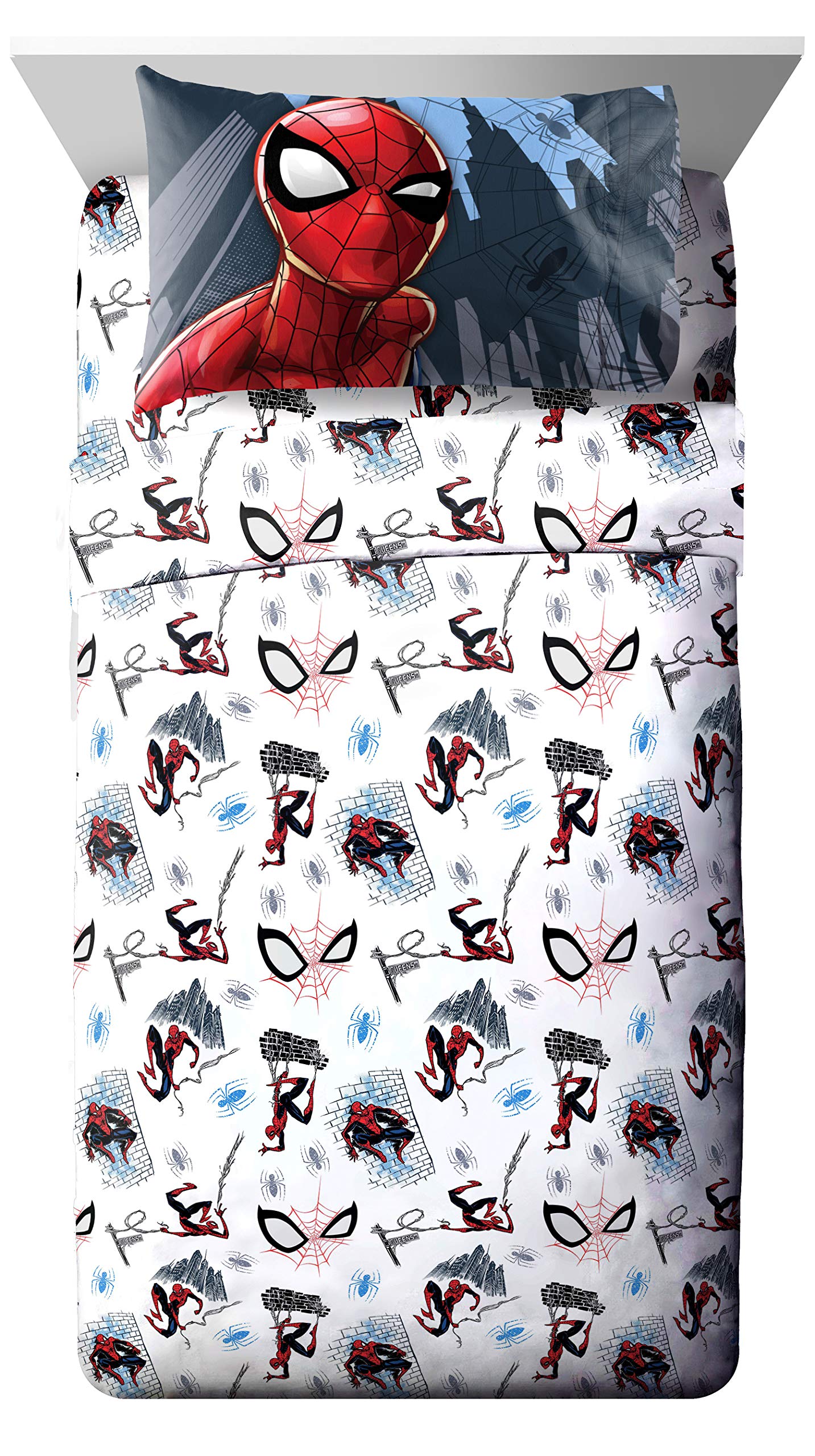 Jay Franco Marvel Spiderman Crawl Twin Sheet Set - 3 Piece Set Super Soft And Cozy Kid