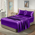 Homiest 4Pcs Extra Deep Pocket Satin Sheets Full Size Bed Set, 18-24 Inch Deep Pocket Bed Sheets Purple Satin Sheet Set, Silky S