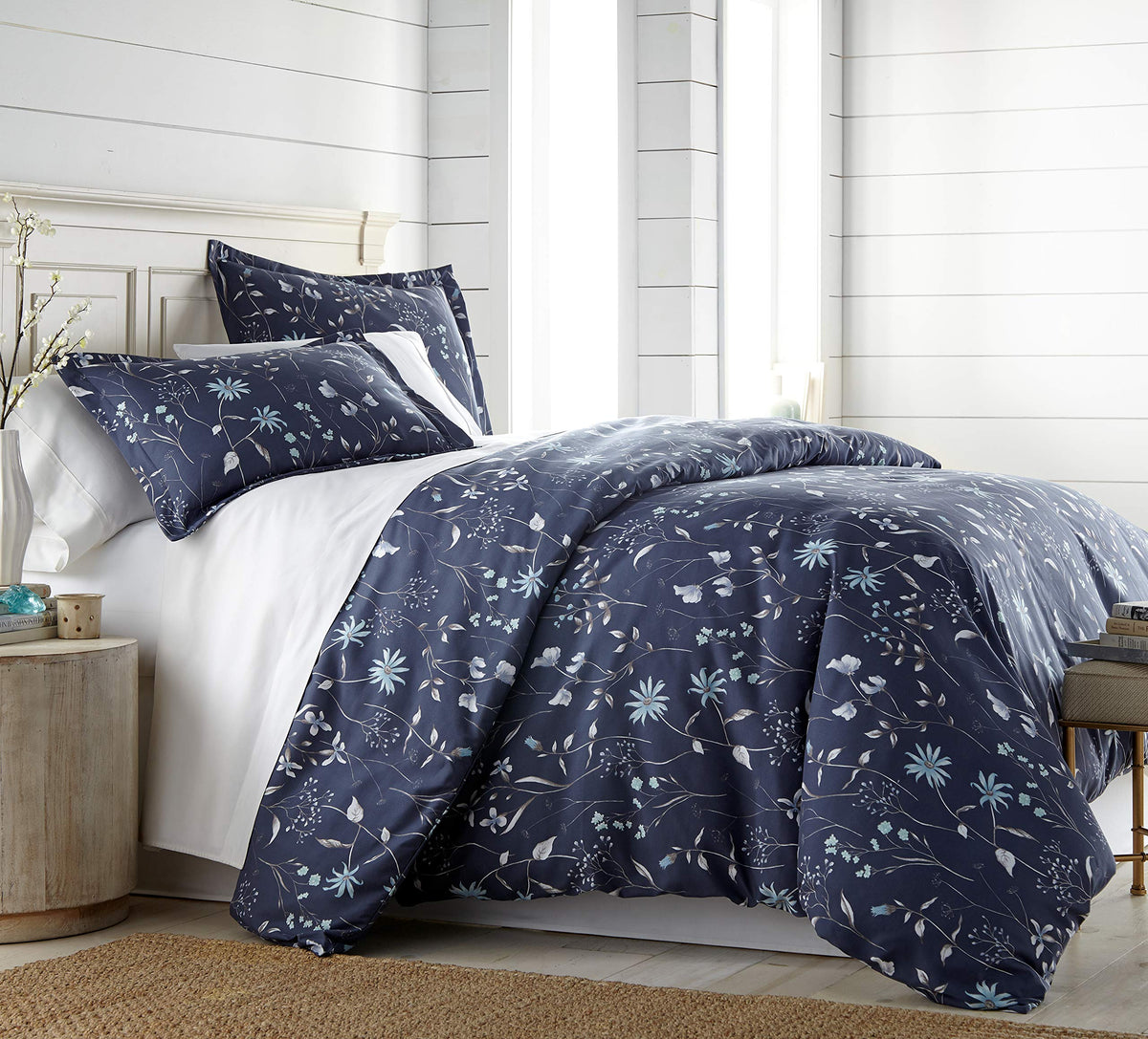 Southshore Fine Living, Inc. 3-Piece Printed Duvet Cover Set, Secret Meadow Blue, King/California King