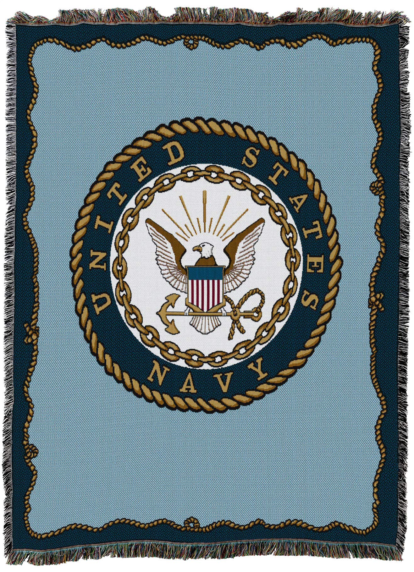 Pure Country Weavers Pcw - Us Navy - Emblem Blanket Xl - Gift Military Tapestry Throw Woven From Cotton - Made In The Usa (82X62