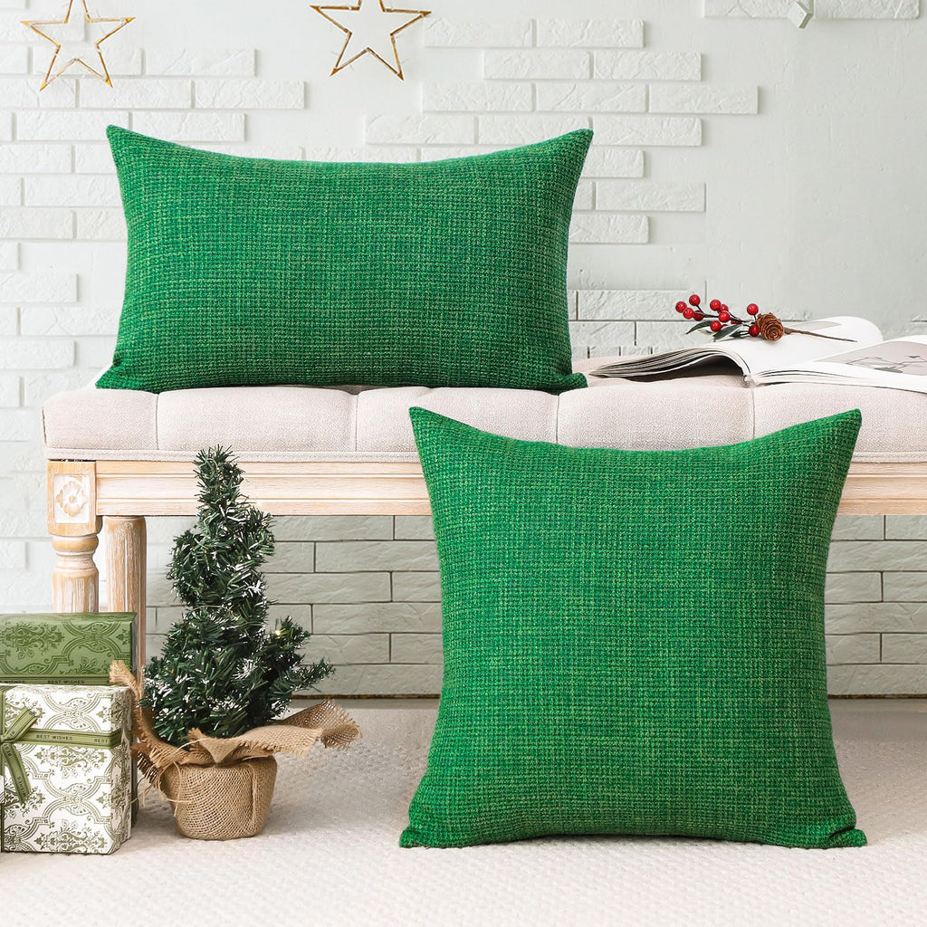 Otostar Linen Throw Pillow Covers Set Of 2 Decorative Lumbar Pillowcases Cushion Covers 16X24 Inch For Home Decor Sofa Bedroom Car 40 X 60 Cm Green