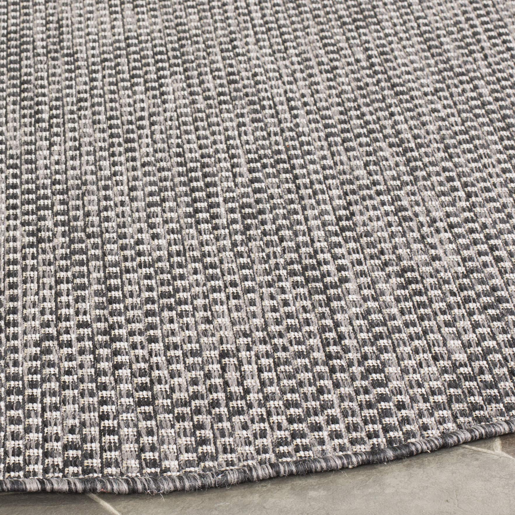 Safavieh Courtyard Collection Area Rug - 10' Round, Black & Beige, Non-Shedding & Easy Care, Indoor/Outdoor & Washable-Ideal For Patio, Backyard, Mudroom (Cy8521-36621)