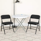 Flash Furniture HERCULES Series Curved Triple Braced & Double Hinged Black Patterned Fabric Metal Folding Chair
