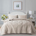B2Ever 3-Piece Queen Quilt Set - Beige Boho Quilted Bedding With Pillow Shams, Lightweight All Season