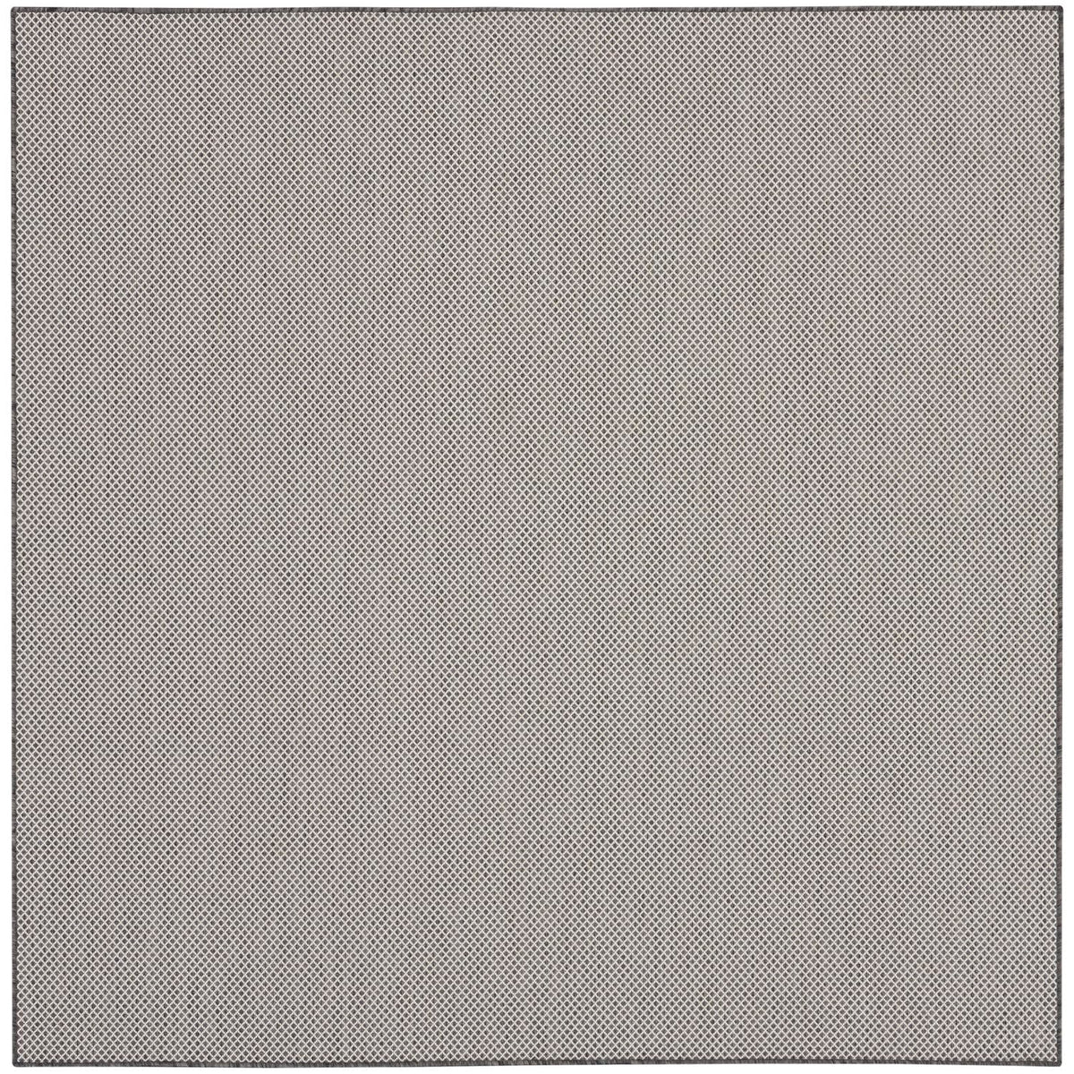 Nourison Courtyard Indoor/Outdoor Ivory/Charcoal 6' X 6' Square Area Rug, Easy Cleaning, Non Shedding, Bed Room, Living Room, Di