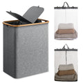 HBlife 145L Extra Large Double Laundry Hamper with Lid and Removable Inner Bag, 2 Section Collapsible Dirty Clothes Basket Organ