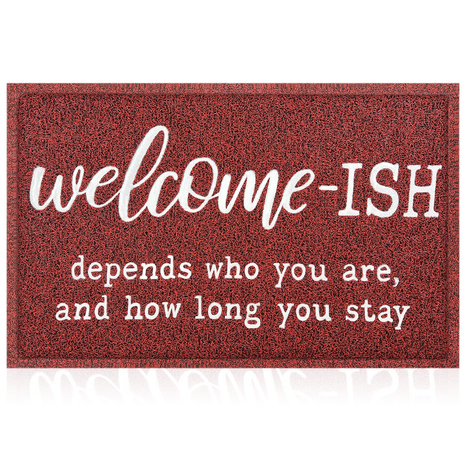 Jjuuyou Welcome Mats Front Door Mat Outdoor Entryway With Anti Slip Rubber Back Funny Indoor Welcome-Ish Depends Who You Are And