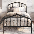 SHA CERLIN Twin Size Metal Platform Bed Frame with Victorian Style Wrought Iron-Art Headboard/Footboard, No Box Spring Required,