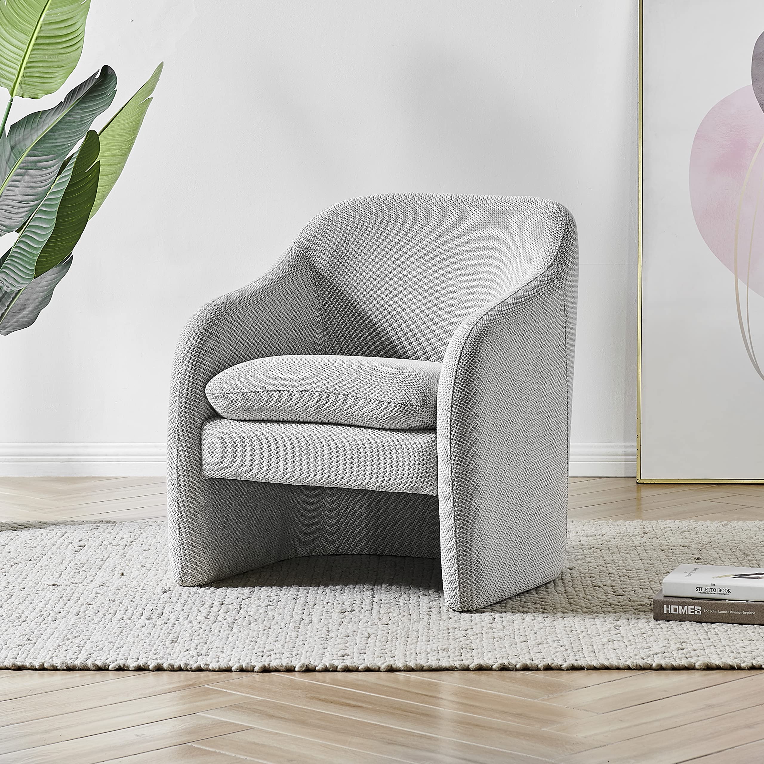 Npd Furniture And More Zella Fabric Arm Accent Chair, Gray