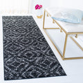 SAFAVIEH Adirondack Collection Runner Rug - 26 x 6, Black & Ivory, Modern Diamond Distressed Design, Non-Shedding & Easy Care,