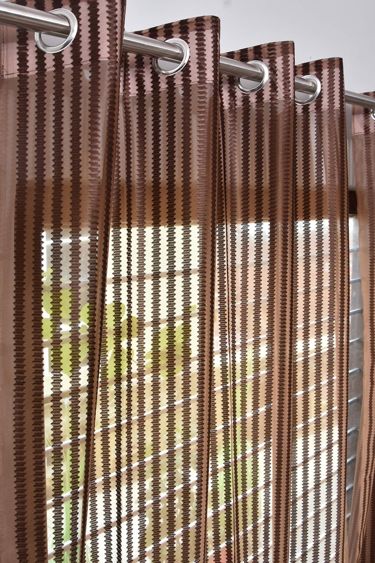 Homefab India Sheer Polyester Door Curtain  7ft, Brown