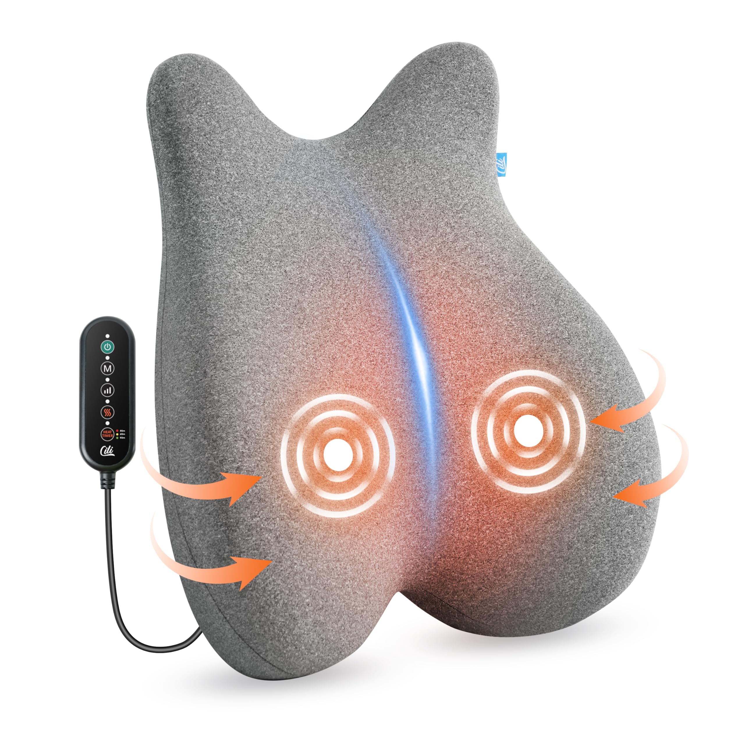 Cili Heated Lumbar Support Pillow For Office Chair, Ergonomic Back Support Cushion With Vibration, Memory Foam Chair Back Massag