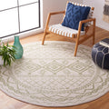 SAFAVIEH Tulum Collection Area Rug - 67 Round, Ivory & Sage, Moroccan Boho Distressed Design, Non-Shedding & Easy Care, Ideal f