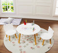 Utex Kids Wood Table And Chair Set, Kids Play Table With 2 Chairs,3 Pieces Kids Round Table For Toddlers, Girls, Boys,White