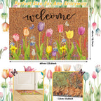 Ceenna Spring Welcome Doormat Indoor Spring Door Mat Coir Flowers Butterfly Mat Non Slip Front Porch Rugs For Home Entrance Deco