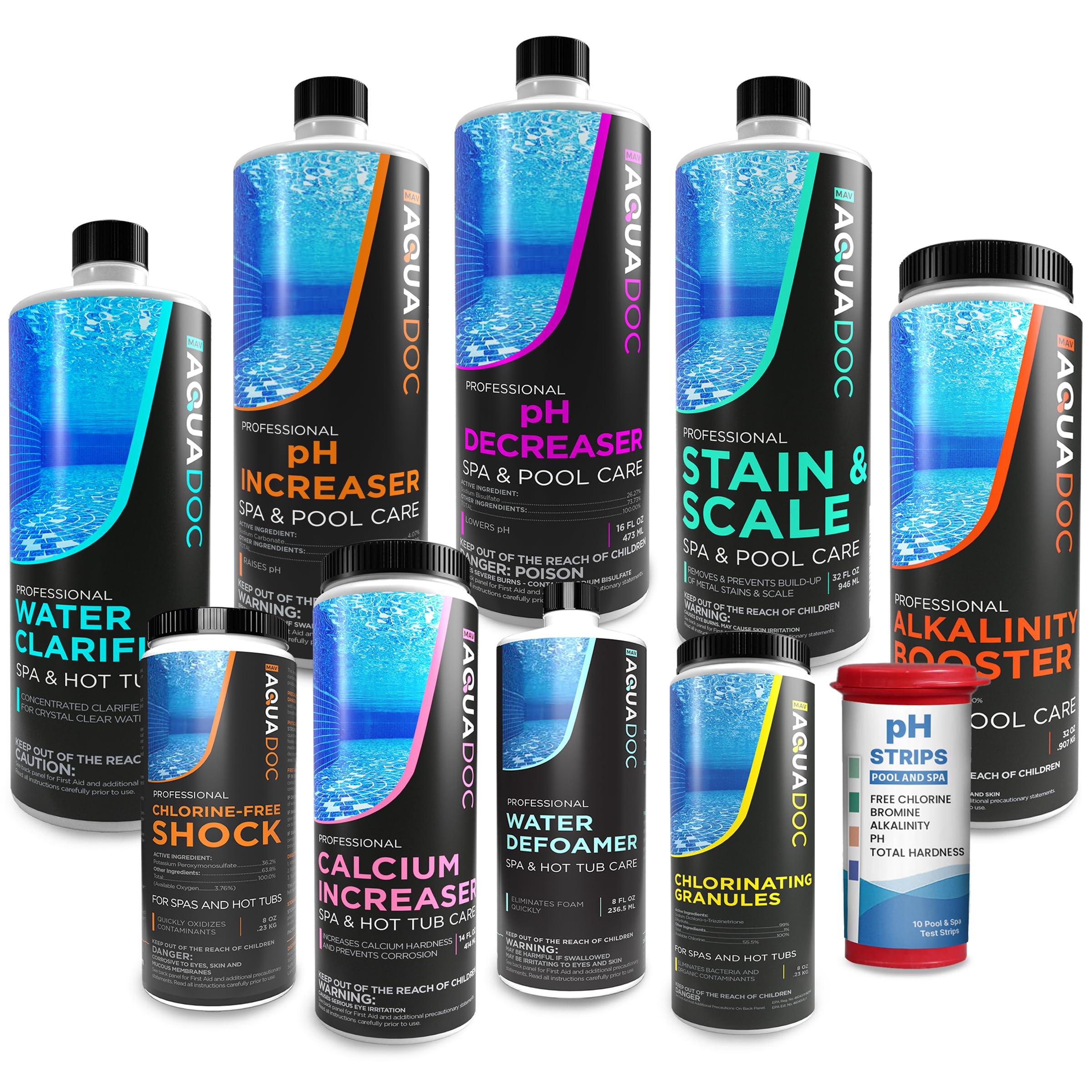 Hot Tub Chemicals Starter Kit - Chlorine Spa Starter Kit Chemicals For Hot Tub - Convenient Hot Tub Starter Kit & Ph Control Kit