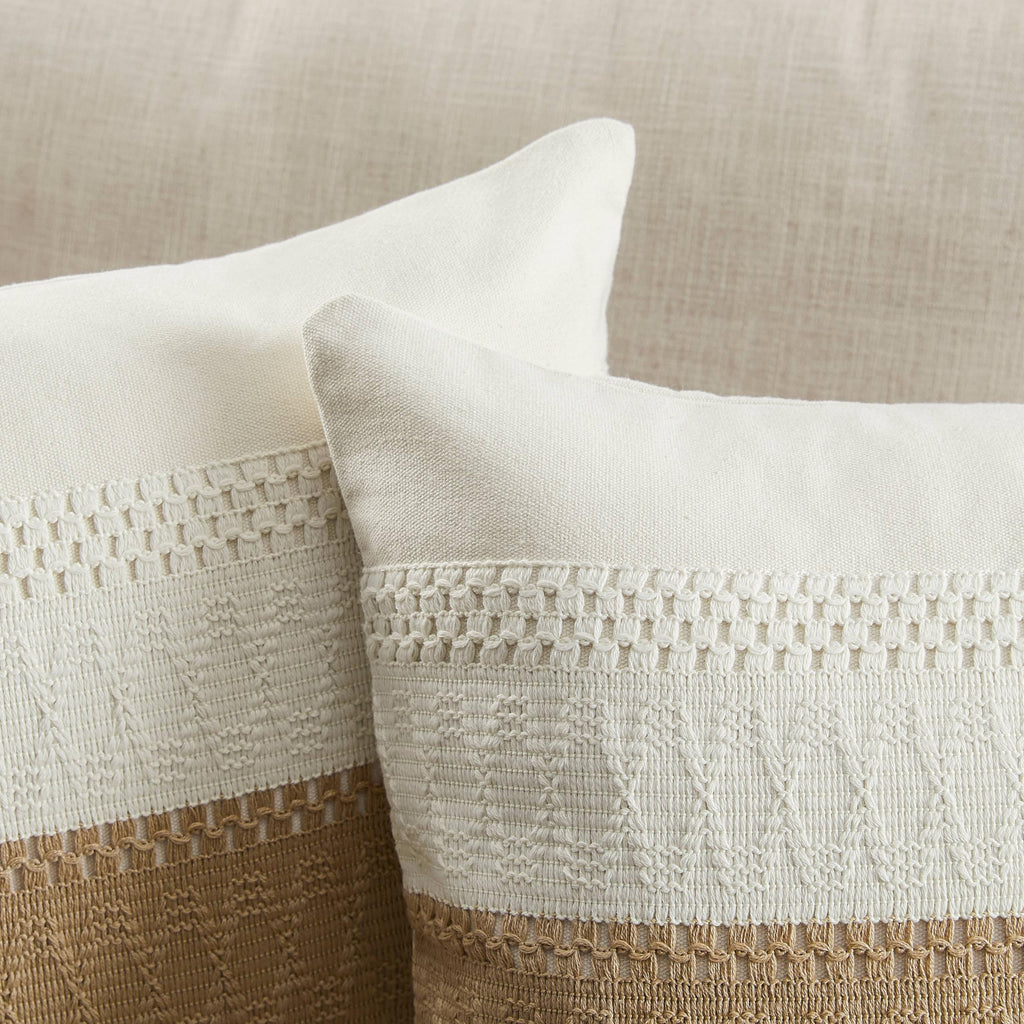Zeemart 2 Packs Cotton Boho Throw Pillow Covers 18X18 Inch Contrast Brown, Soft Farmhouse Decorative Couch Pillow Cases Neutral Cushion Covers For Sofa Bed Living Room Home Decor