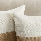 Zeemart 2 Packs Cotton Boho Throw Pillow Covers 18X18 Inch Contrast Brown, Soft Farmhouse Decorative Couch Pillow Cases Neutral Cushion Covers For Sofa Bed Living Room Home Decor