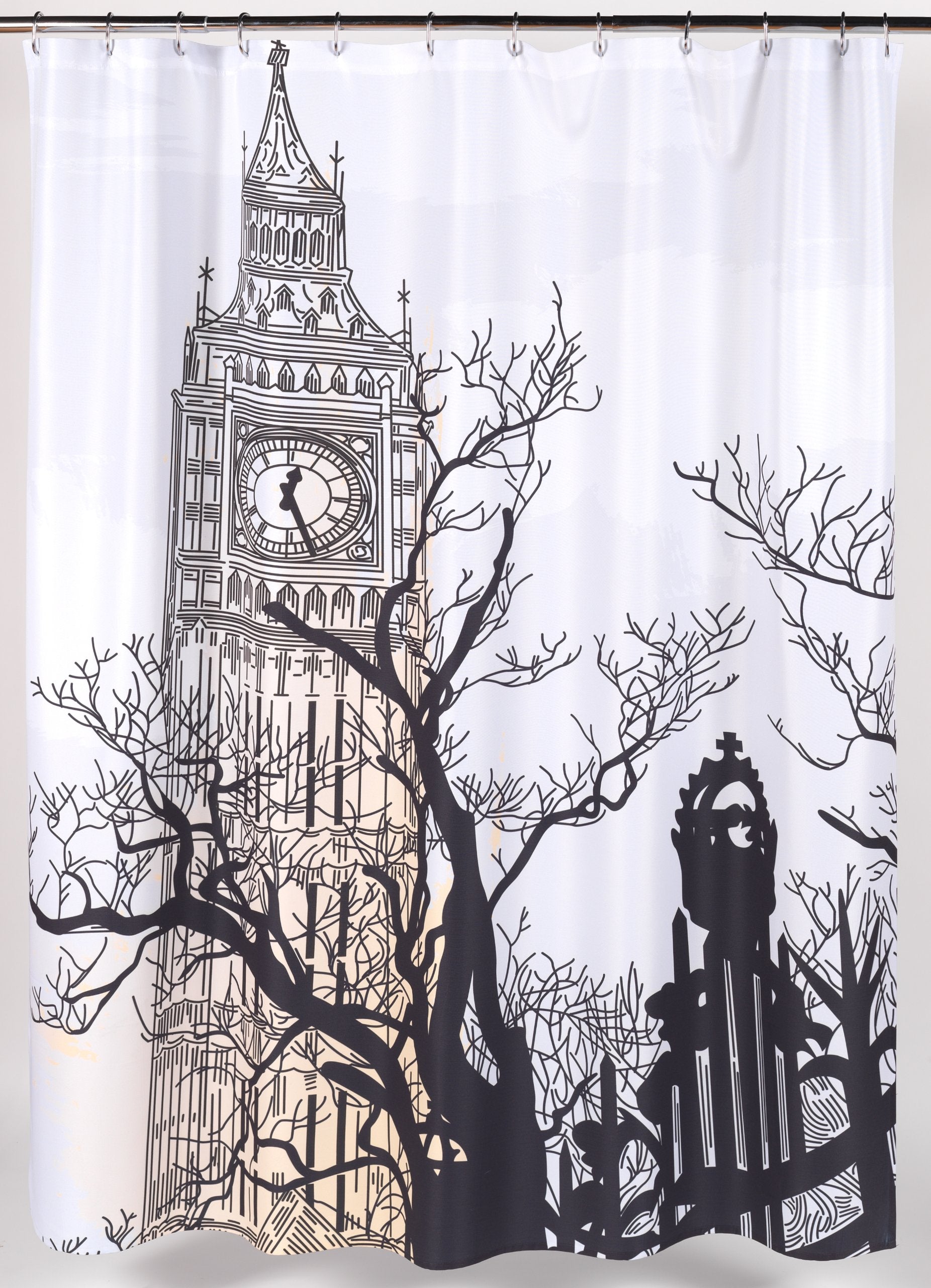 Carnation Home Fashions Big Ben Fabric Shower Curtain