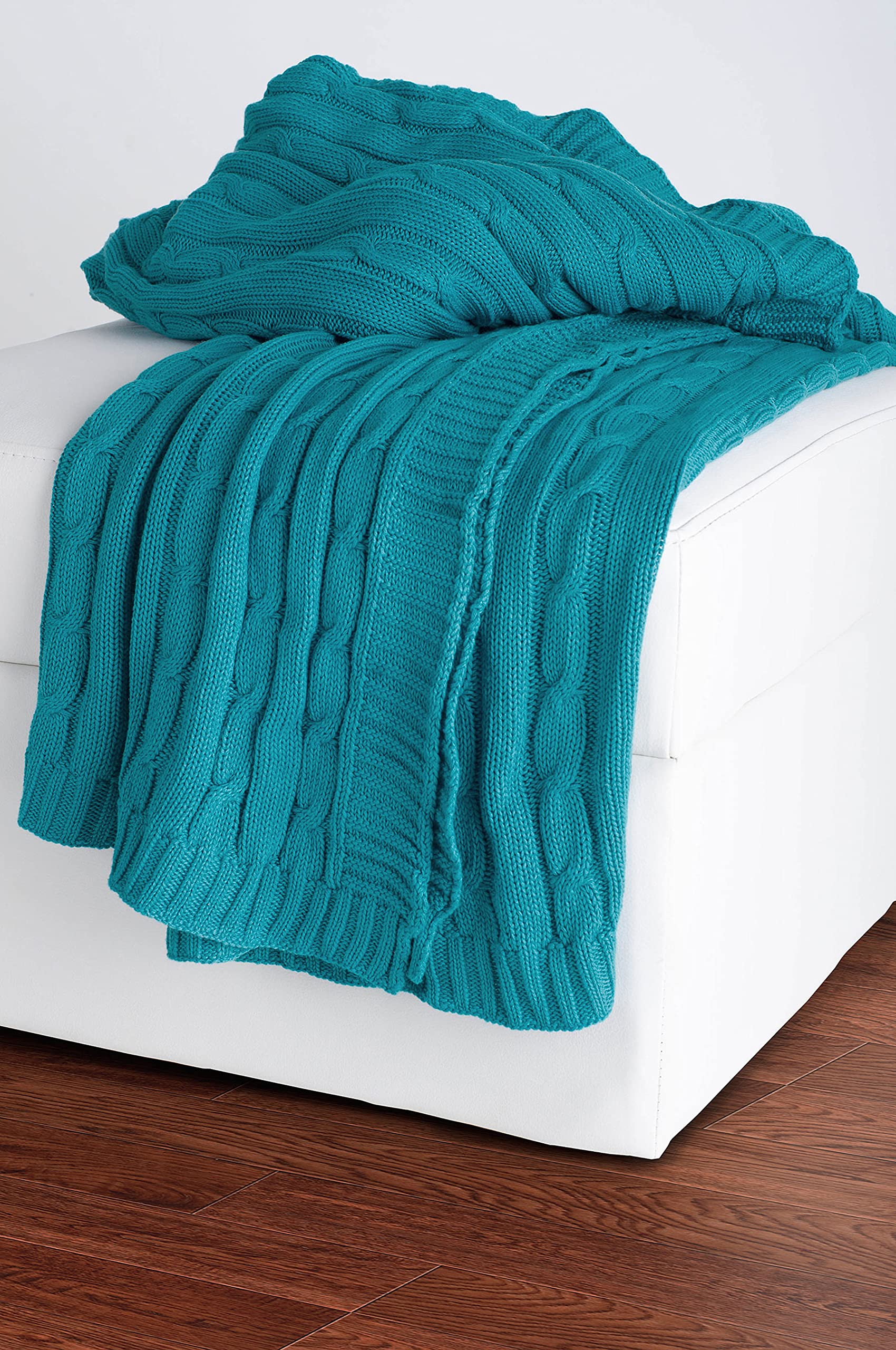 Rizzy Home | TH0158 | Throw | 50"x60" Teal Cable Knit Throws